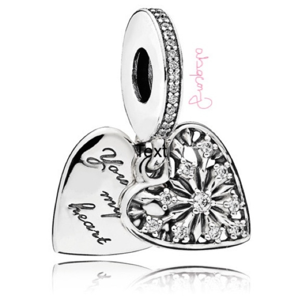 EUC Pandora 796372CZ Sterling Silver Heart of Winter Dangle Charm w/ CZ’s